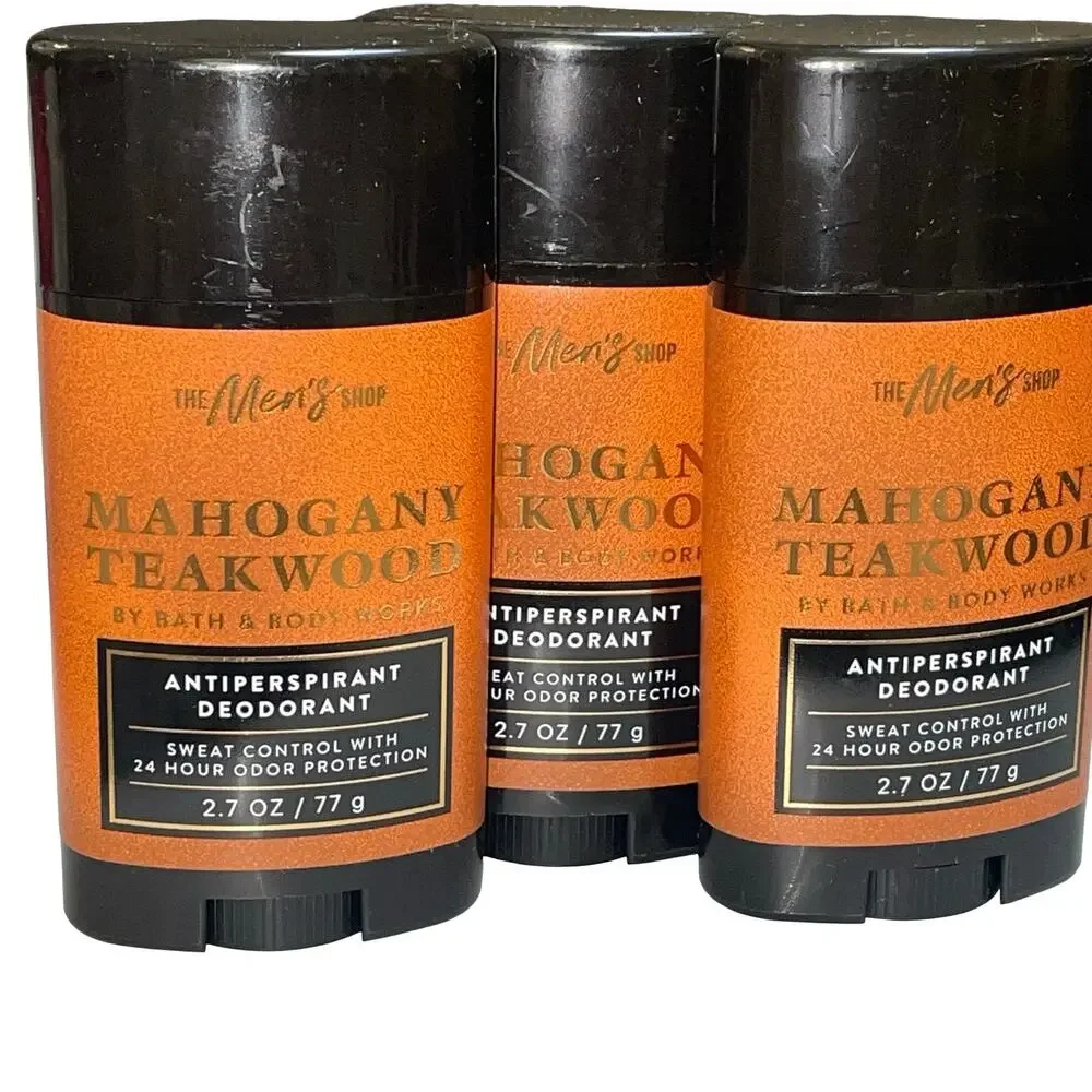 Lot of 3 Bath Body Works Mahogany Teakwood Antiperspirant Deodorant Men BBW New